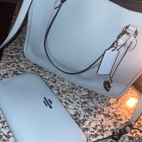 Coach Handbags - Baby blue Coach bag & wallet